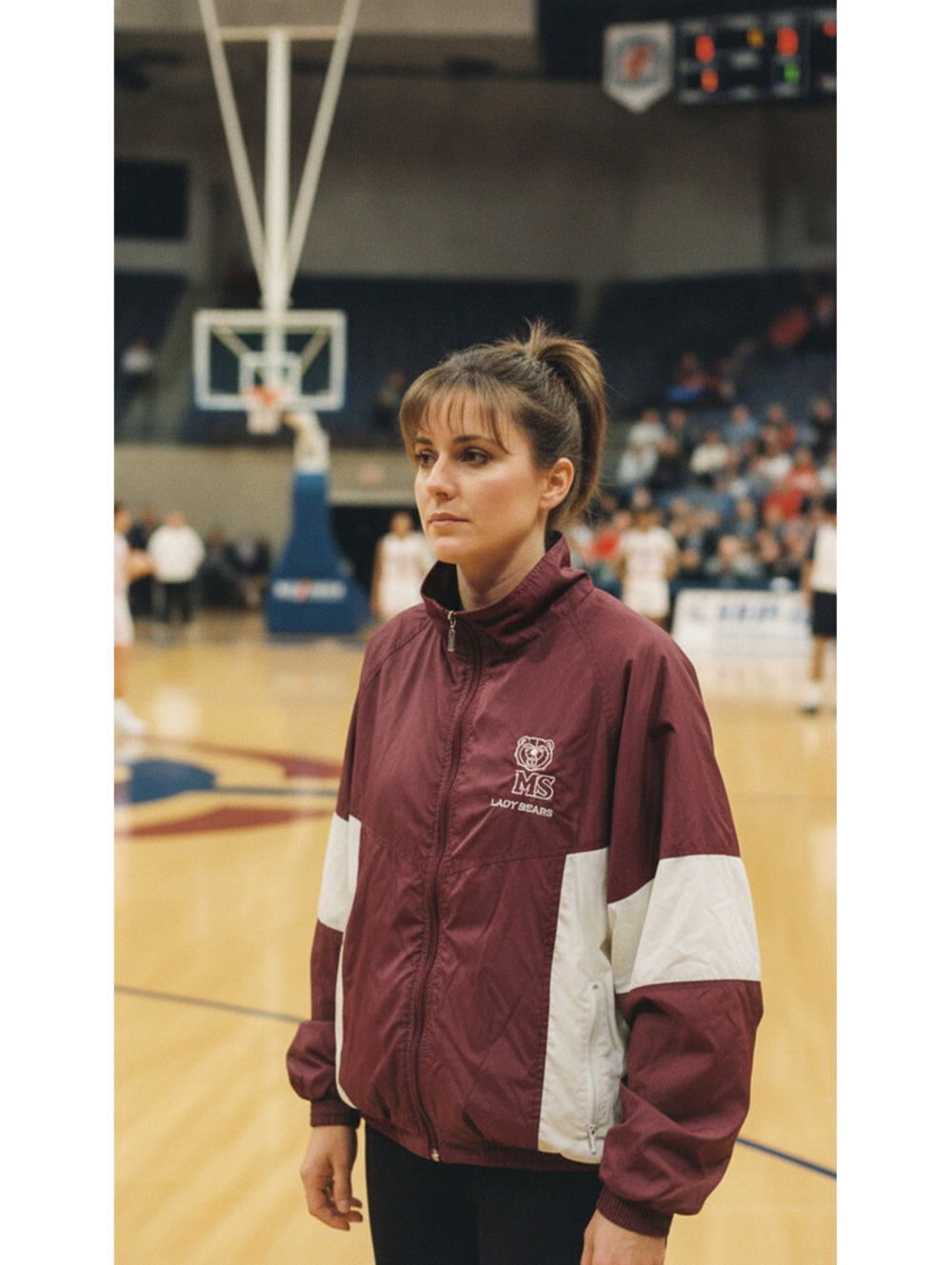 Vintage Holloway MS Lady Bears Maroon and White Windbreaker Jacket, Size Large